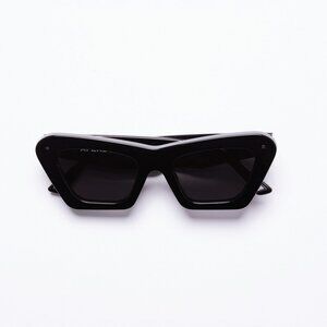 Afends Sundae Driver Cat Eye Sunglasses – Gloss Black Bio-Acetate, Oversized